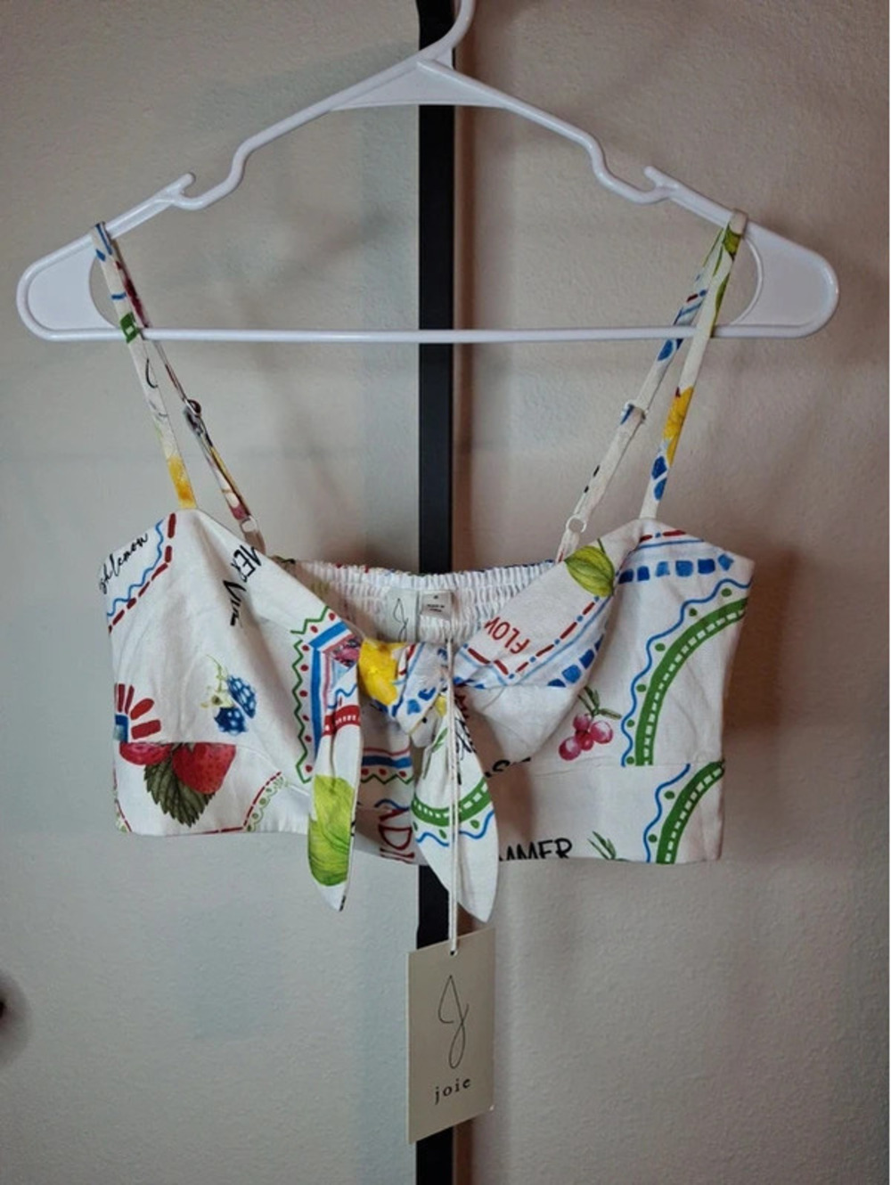 Joie linen-blend cheerful crop top NWT size 8